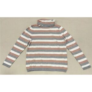 Retrology Women’s Turtle Neck Pullover Sweater Striped Pink, White, Gray Size M